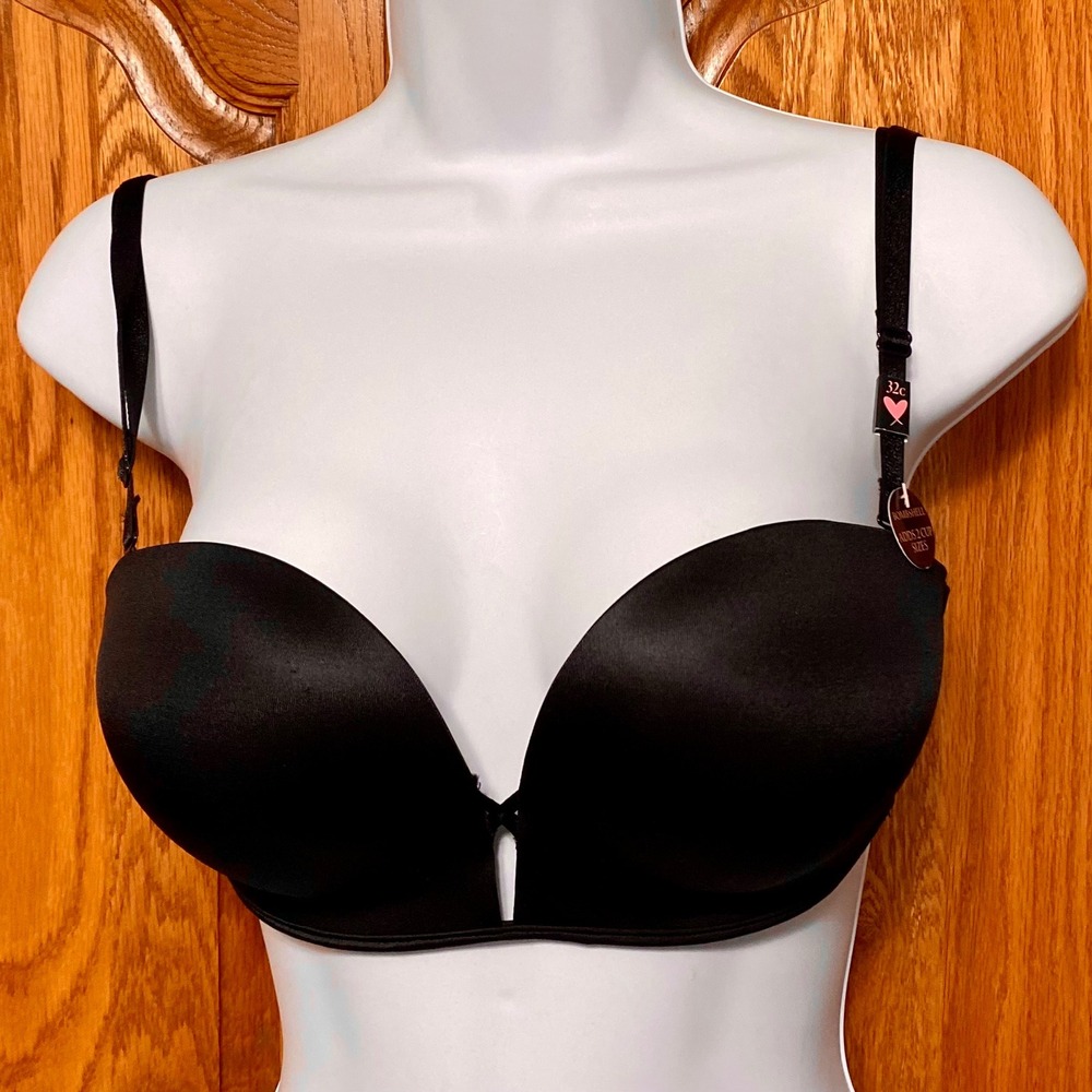 Victoria's Secret Bombshell Push-Up Bra Black Smooth Add-2-Cups Womens 32C NWT